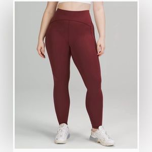 Lululemon power thru high rise tight red Merlot